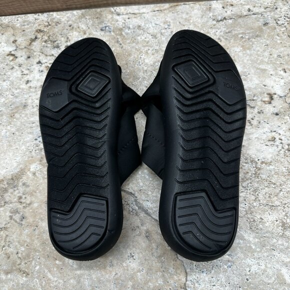 Toms Sandals Womena 8 Black Alpargata Mallow Crossover Quilted Textile Slides - Picture 9 of 10